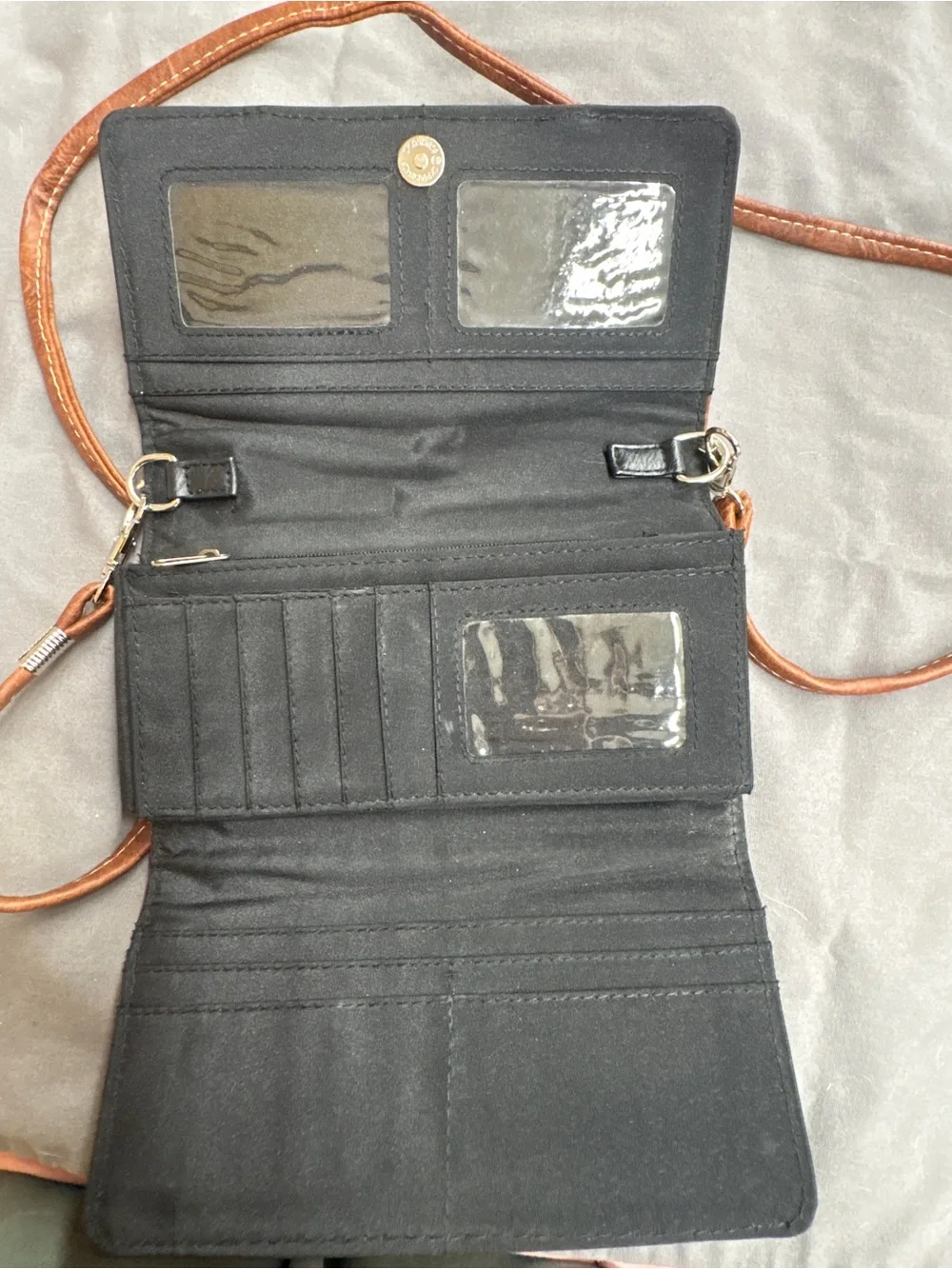 Boho Embroidered Brown Crossbody Bag with Turquoise Accents